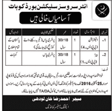 Inter Service Selection Board Jobs