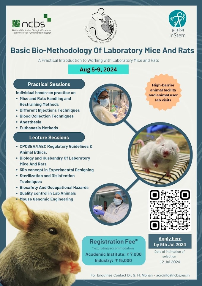 Hands-on Workshop on Basic Bio-methodologies of Laboratory Mice and Rats | August 5th-9th, 2024 