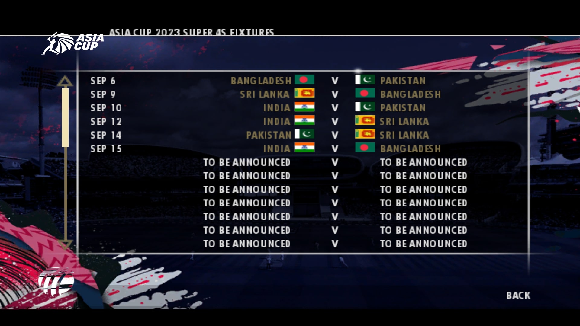 Asia Cup 2023 Patch for EA Cricket 07