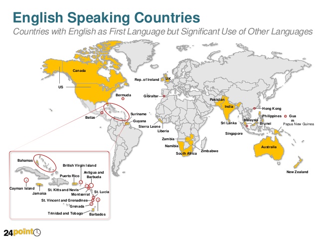 english speaking countries jobs Englishspeaking Countries Map | 638 x 479