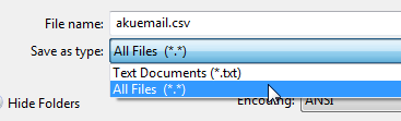 Menyimpan file dengan format .csv