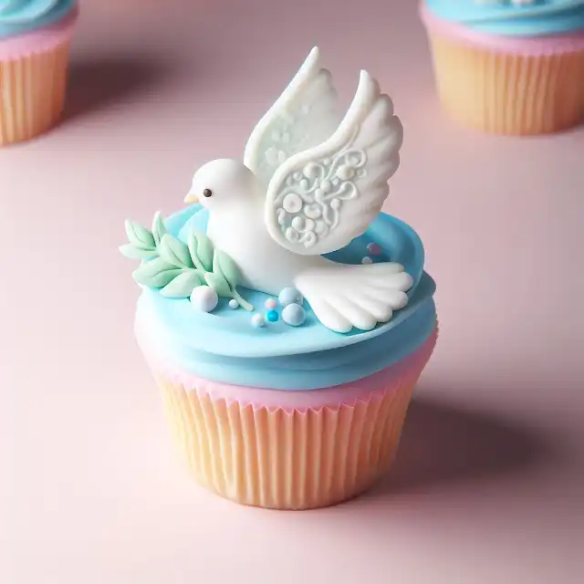 Cupcakes decorados con la paloma de la paz