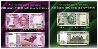 Currency notes of 500 and 2000