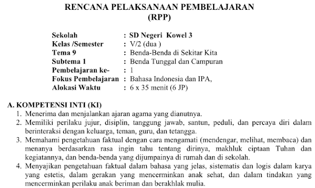 rpp kelas 5 tema 9