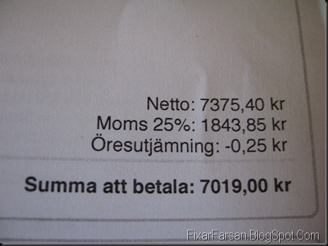 VVS löpande räkning faktura