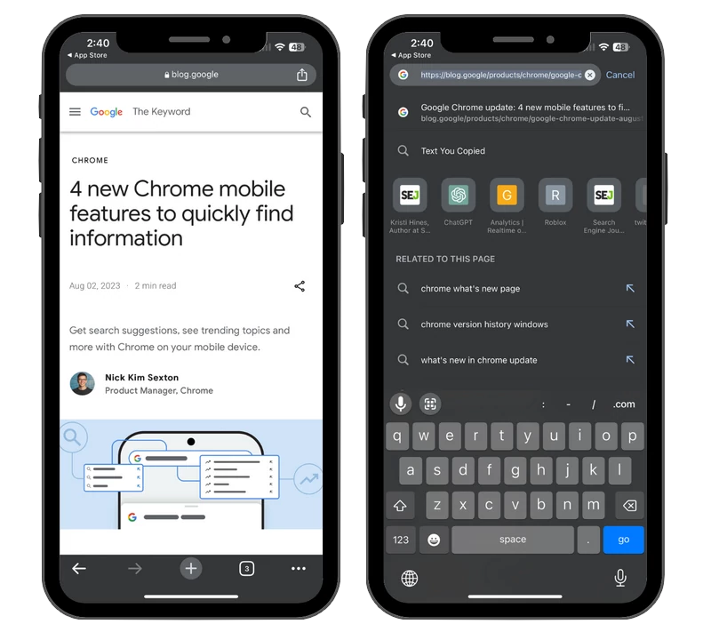 4 تحديثات جديد لتطبيق Google Chrome للبحث المحسن عن الهاتف المحمول