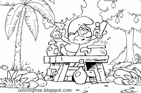 Discover how to draw papa Smurf coloring pages printable Smurfs the lost village tree easy landscape