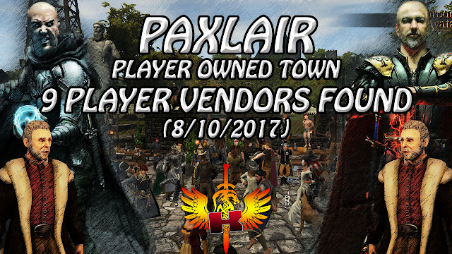 PaxLair, Player Owned Town, 9 Player Vendors Found (8/10/2017) 