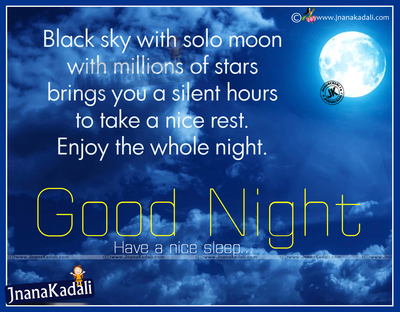 Happiness and Good Night English Greetings | JNANA KADALI.COM |Telugu