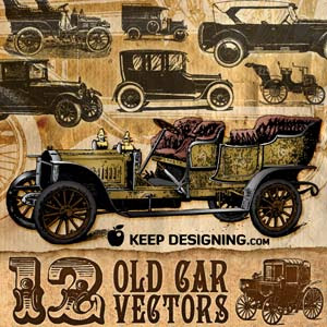 12 Old Car Vectors