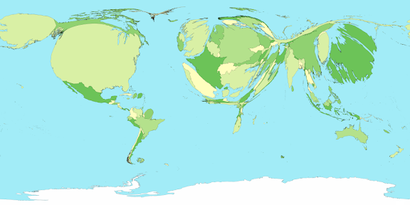 El mundo redimensionado según el PIB de los países