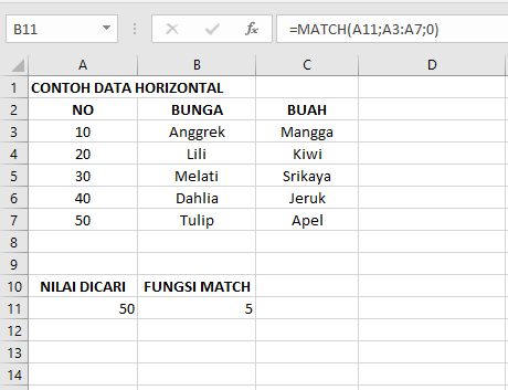 Fungsi MATCH pada Microsoft Excel dan Cara Menggunakannya