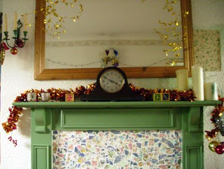 Christmas decorated fireplace