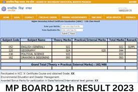 mp board 12th result direct link 2023