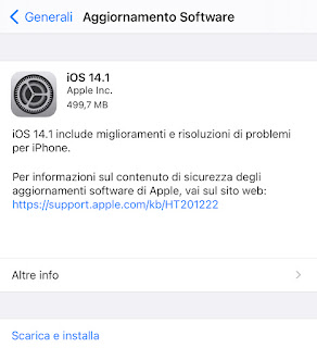 Apple rilascia iOS 14.1