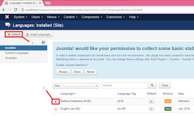 pemilihan bahasa standard joomla