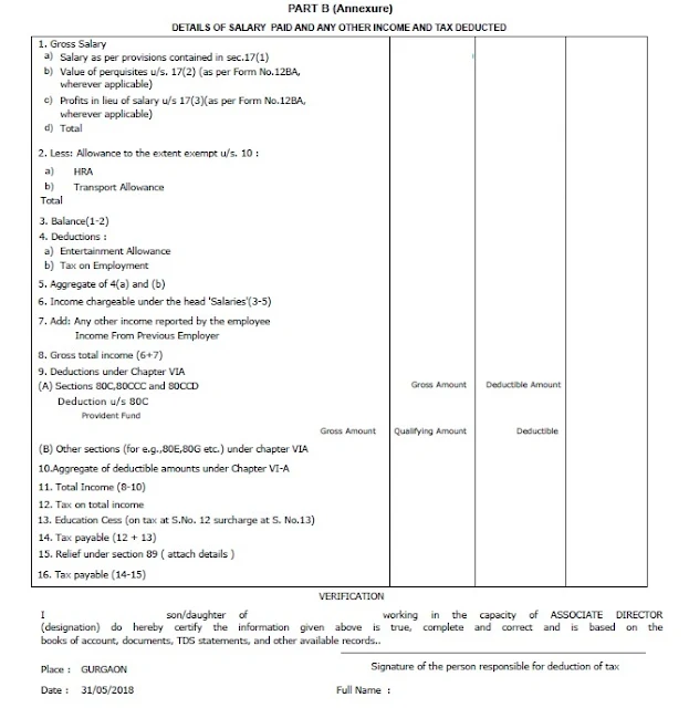 Income Tax Form 16 Part B