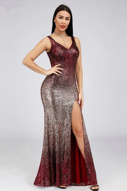 ombre sequins mermaid evening dress