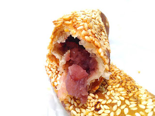 Red bean paste filling, which is more accurately described as azuki paste.