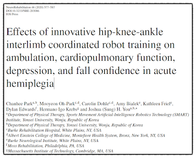 Effects of innovative hip-knee-ankle interlimb coordinated robot training (Walkbot) on ambulation, cardiopulmonary function, depression, and fall confidence in acute hemiplegia