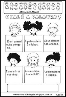 Atividade de alfabetização, formação de palavras