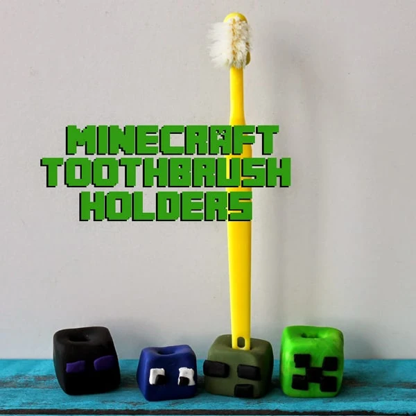 Make a minecraft block toothbrush holder, perfect summer craft for kids