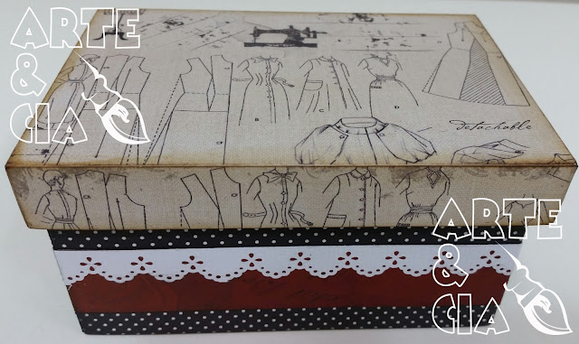 Caixa de Costura MDF: Decoupage e Scrapbook (tampa)