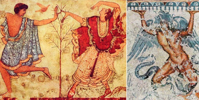 Танцовщицы на фреске в этрусской гробнице Триклиния