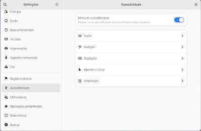 Gnome 44, configurações de Acessibilidade