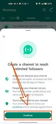 WhatsApp channel Create