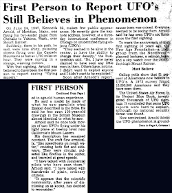 First Person To Report UFO's Still Believes in Phenomenon (Kenneth Arnold) - Grit 7-10-1977