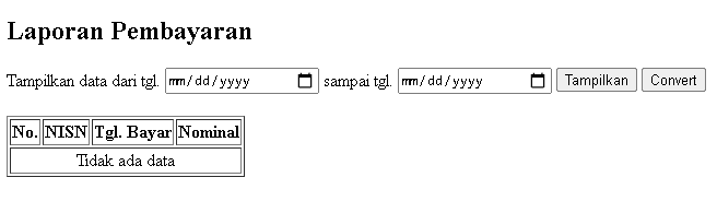 Aplikasi pembayaran spp - tampilan halaman laporan