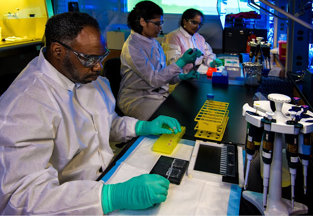 This photograph depicts a Diseases Laboratory, photo provided by the CDC.  Health Care, Biotech, and Pharmaceuticals companies are providing very real benefits and services to their end users and to society.