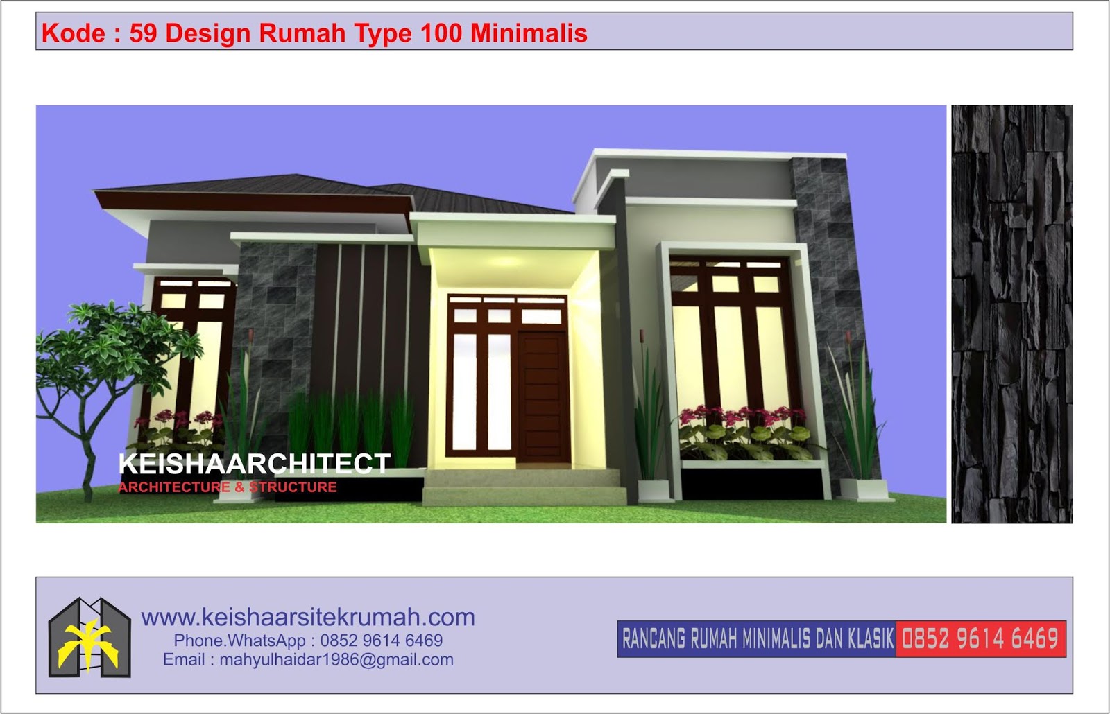 Kode 59 Design Rumah Type 100 Minimalis Lokasi Pango Banda