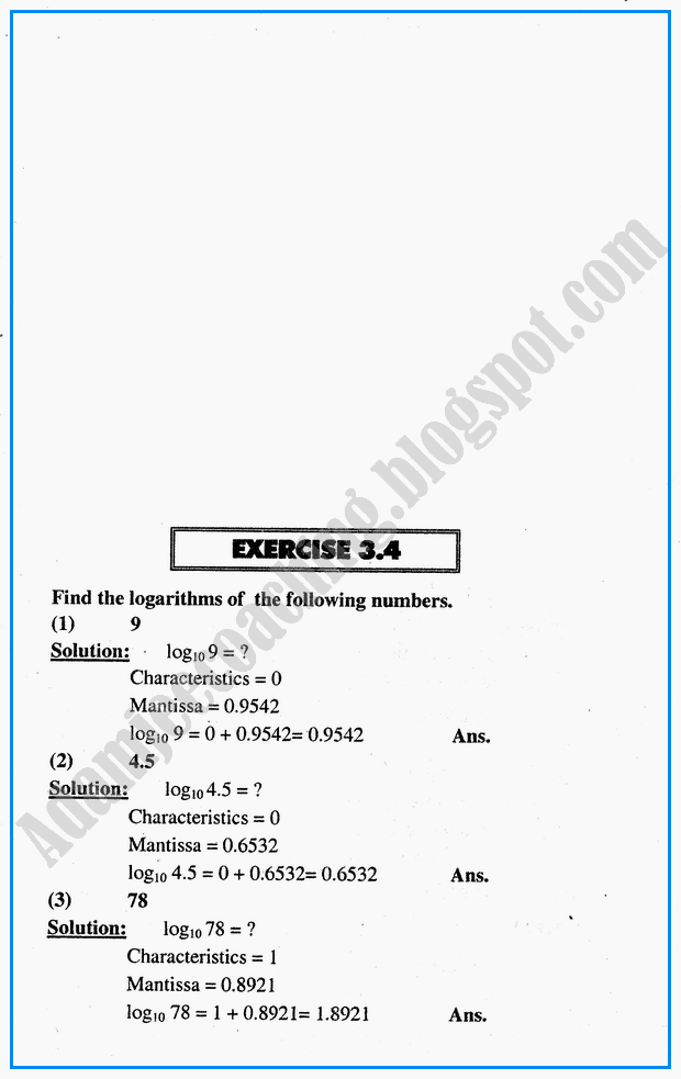 exercise-34-logarithms-mathematics-notes-for-class-10th