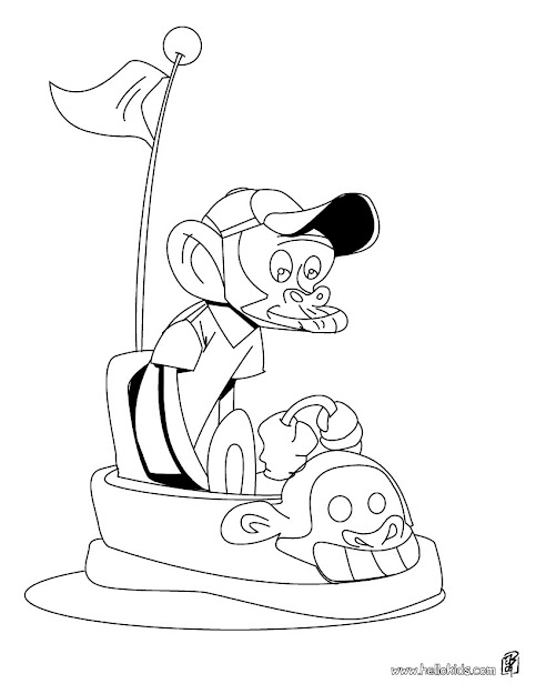 Monkey Driving Car Coloring Page  Coloring Page  Animal Coloring Pages   Wild Animal