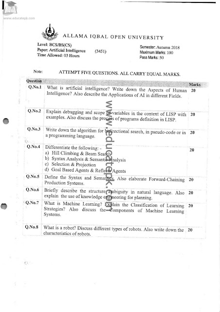 aiou-bs-computer-science-past-papers-3451