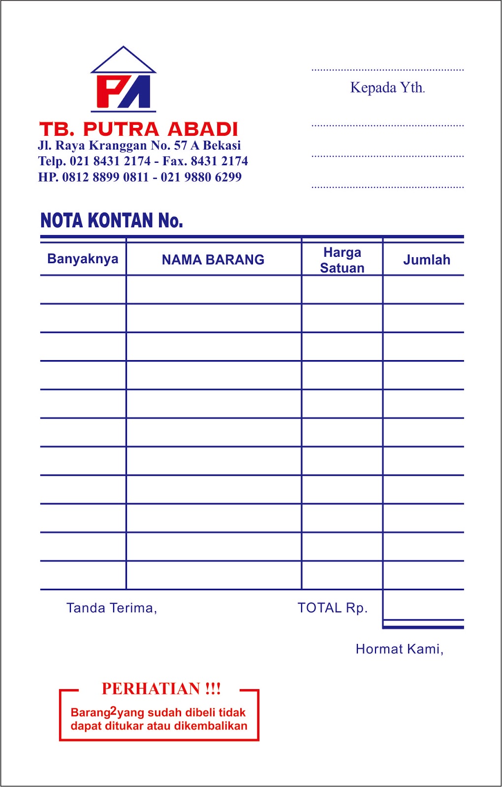 CETAK NOTA BON RANGKAP - Arung Printing