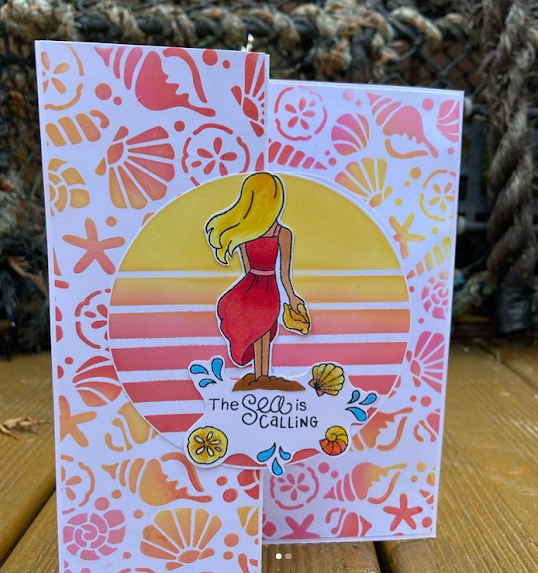 The sea is calling by Kimberly features Seashells, Summer Moments, and Retro Sun & Palms by Newton's Nook Designs; #inkypaws, #newtonsnook, #summercards, #cardmaking