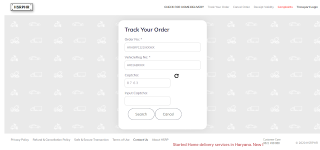 HSRP Track Your Order