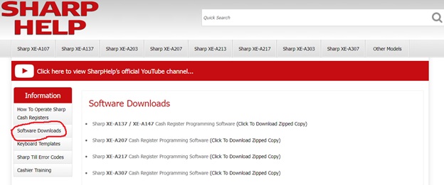 Sharp XE-A217 programming software downloads