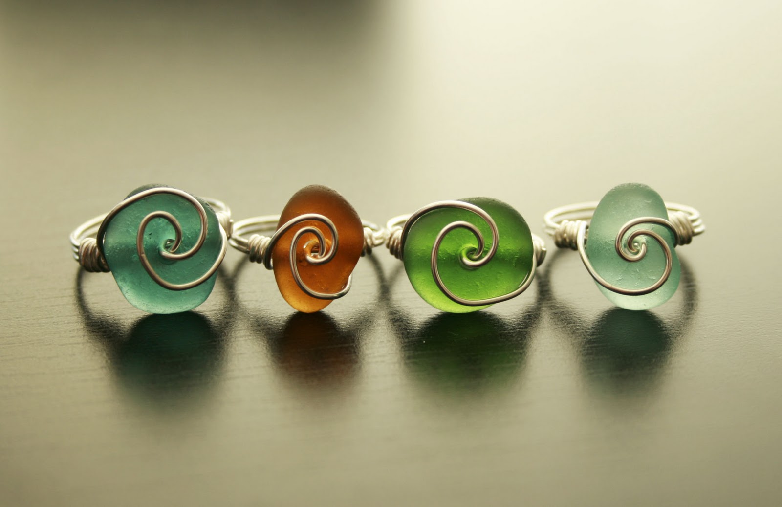 Ocean Charms Jewelry...The Beauty of Sea Glass: New Sea Glass Wave Rings
