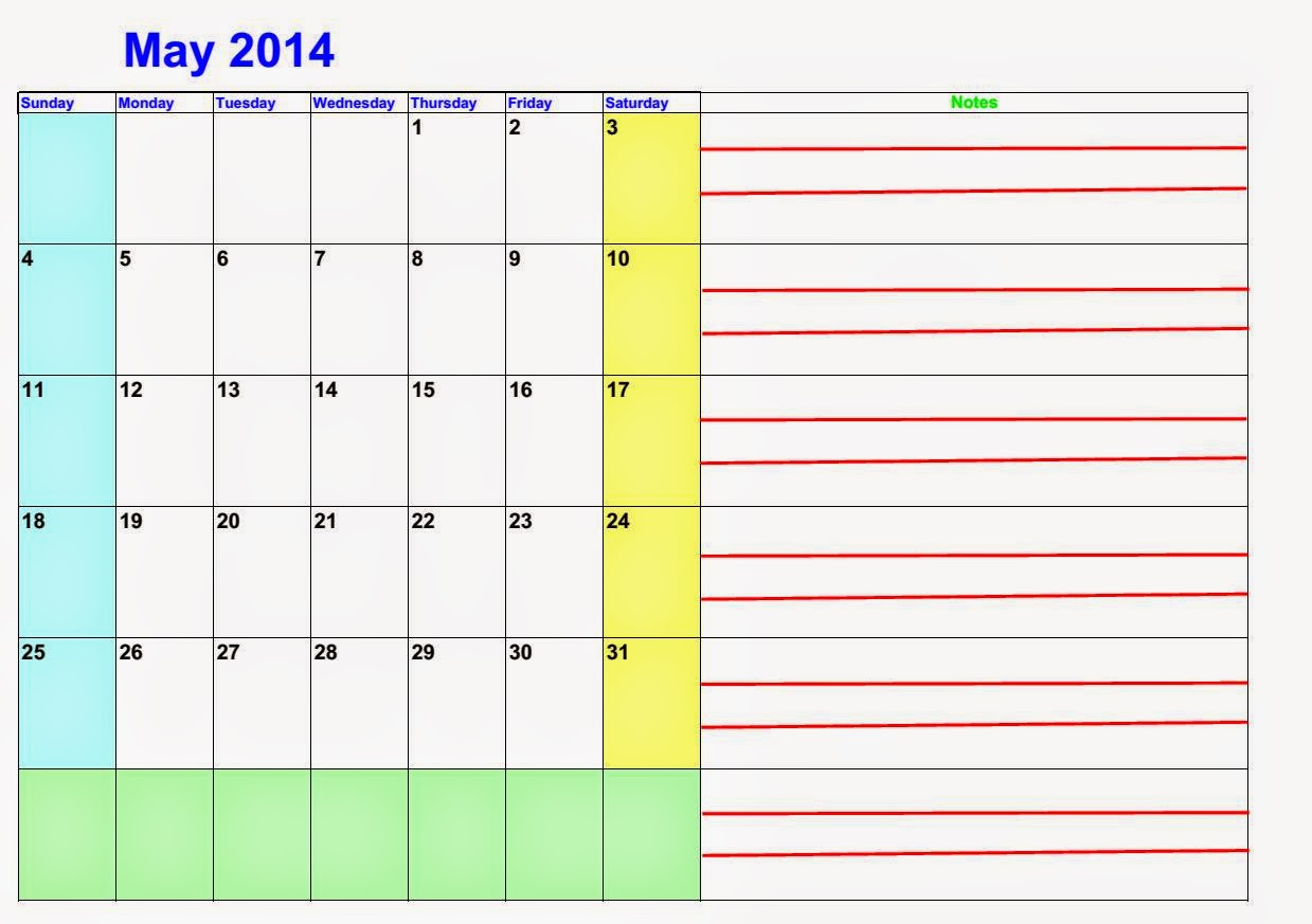 may blank calendar 2014