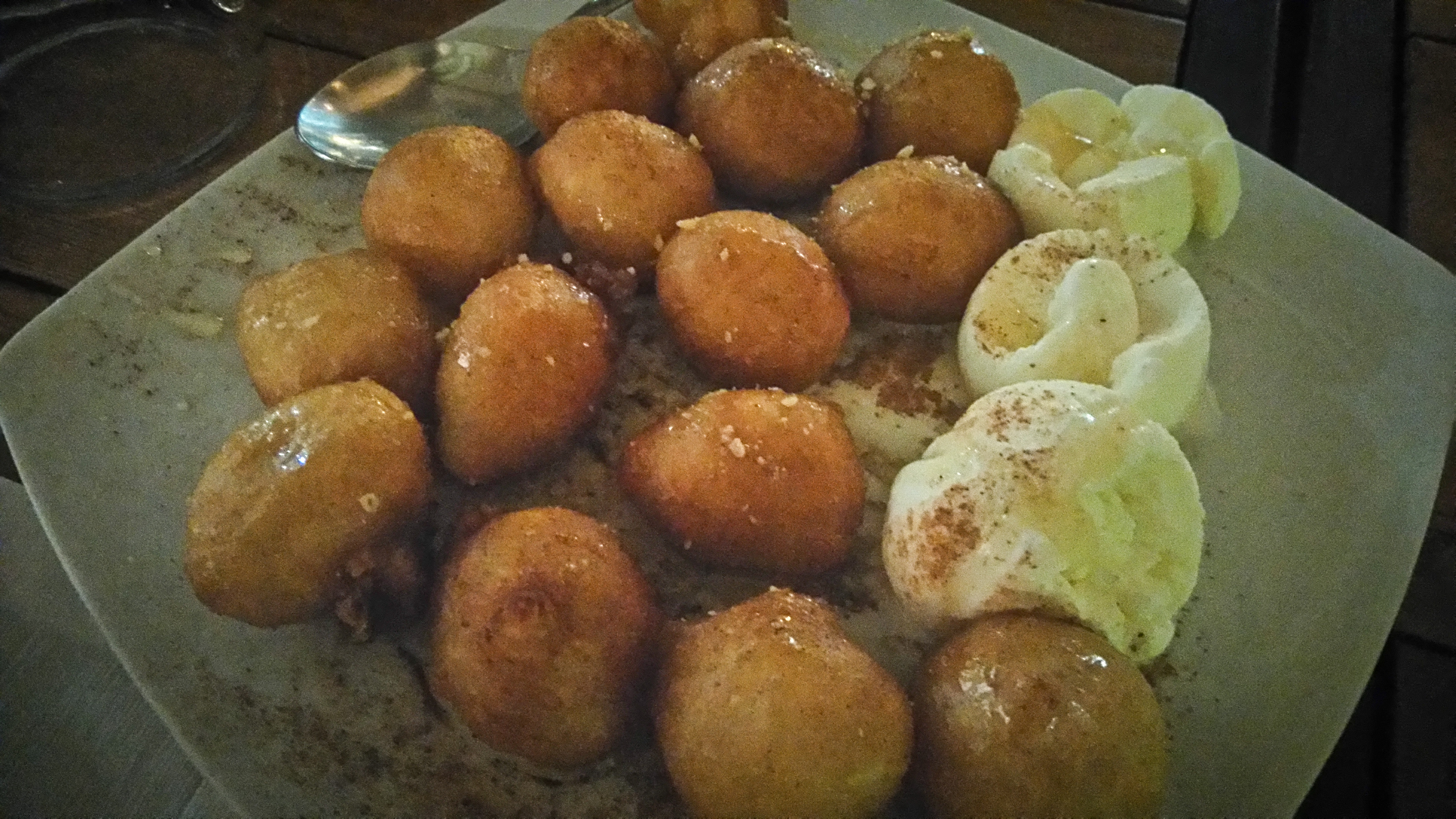 Loukoumades and ice cream on the house in Thessaloniki, Greece