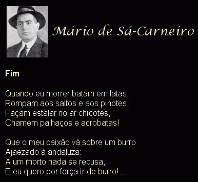 poema de Sá-Carneiro, chamado Fim