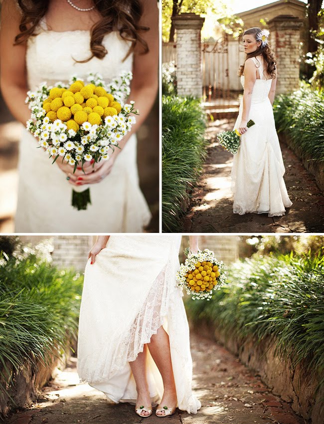 billy balls buttons daisy bouquet wedding