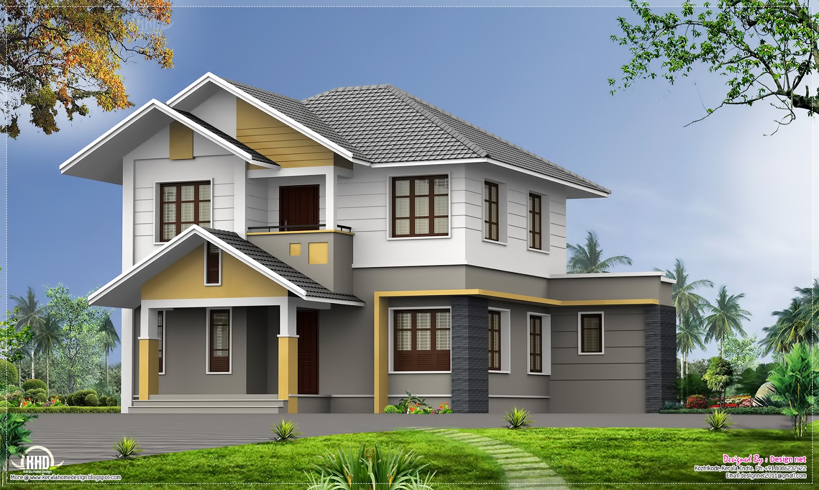 2100 square feet 5  bedroom  home  elevation  Kerala home  