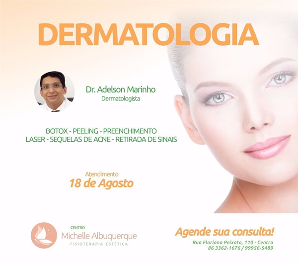 Médico dermatologista atenderá no Centro Michelle Albuquerque no próximo dia 18 de agosto; agende sua consulta!