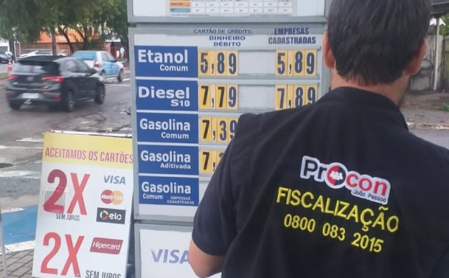 Procon-JP encontra preço da gasolina entre R$ 6,950 e R$ 7,490 na capital; veja onde