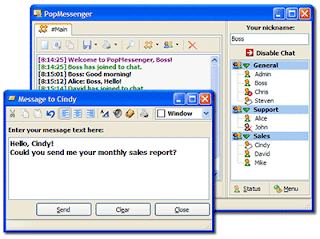 Tela do programa de Chat PopMessenger